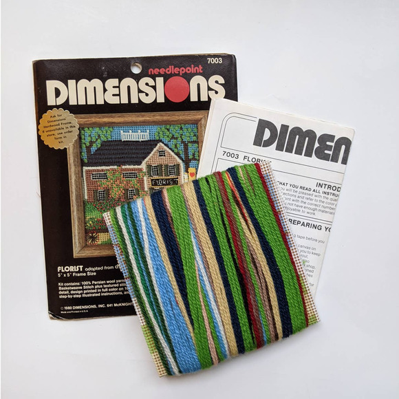 Vintage 1980 Dimensions Needlepoint Kit Charles Wysocki Art Florist 5"x5" #7003 - Picture 2 of 3